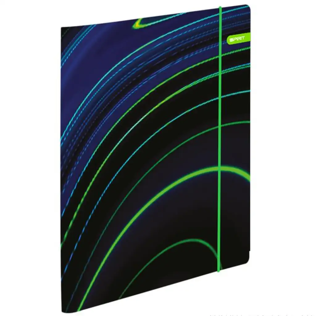 Spirit: Blue Stripes blau-grüne Streifen auf schwarzem Hintergrund Schultasche, Rucksack 4-teiliges Set 41x20x32cm kép 3