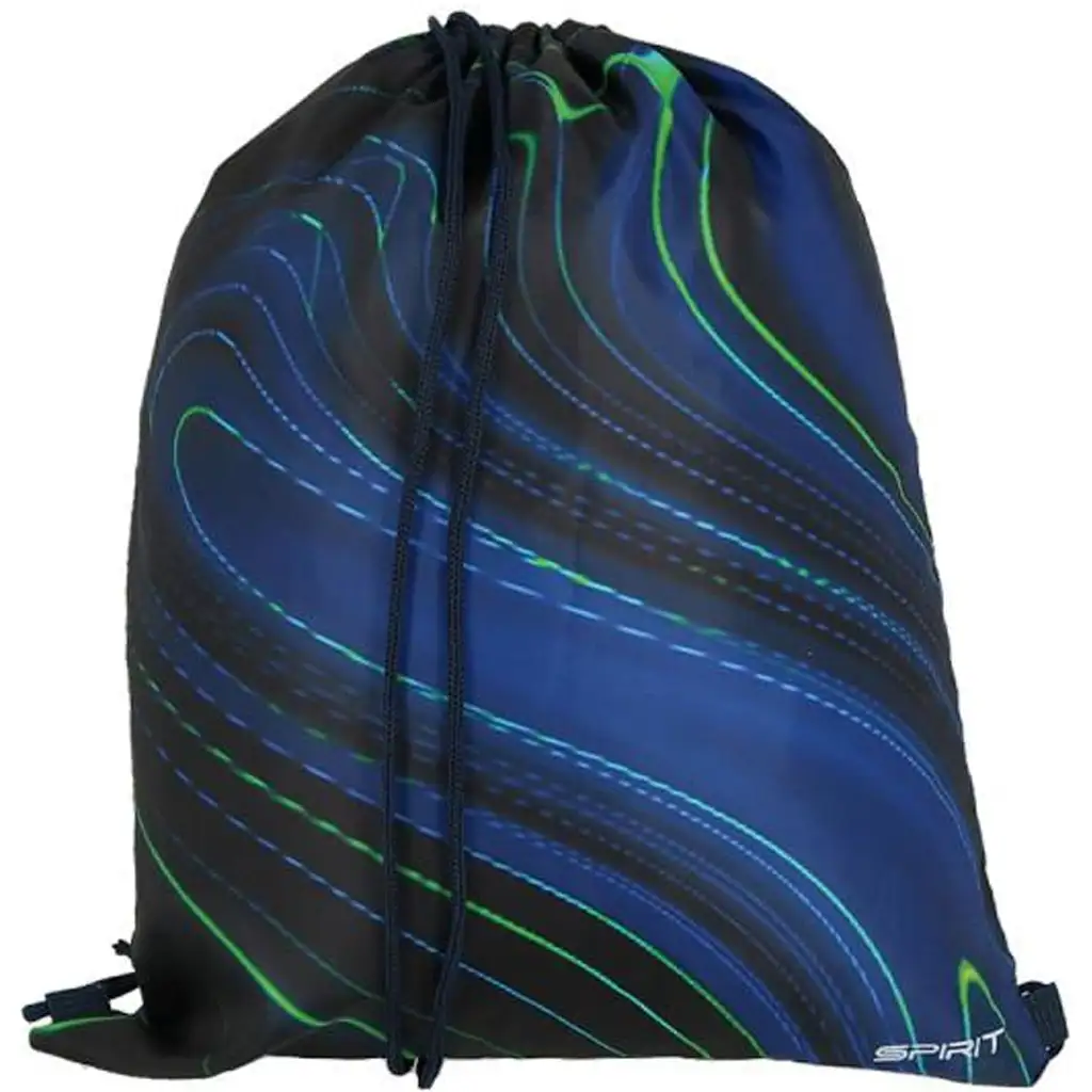 Spirit: Blue Stripes blau-grüne Streifen auf schwarzem Hintergrund Schultasche, Rucksack 4-teiliges Set 41x20x32cm kép 4