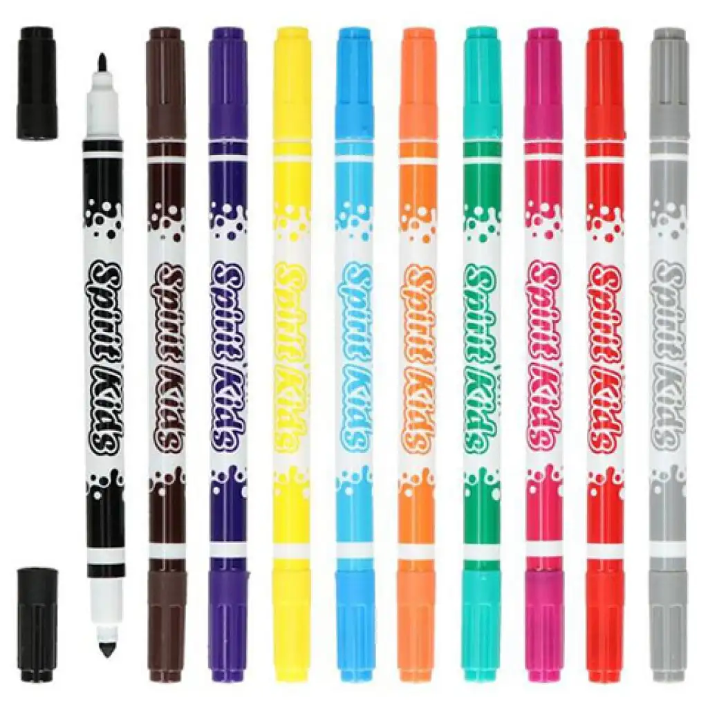 Spirit: Dünn-dick farbige doppelseitige Filzstifte 10er-Set kép 2