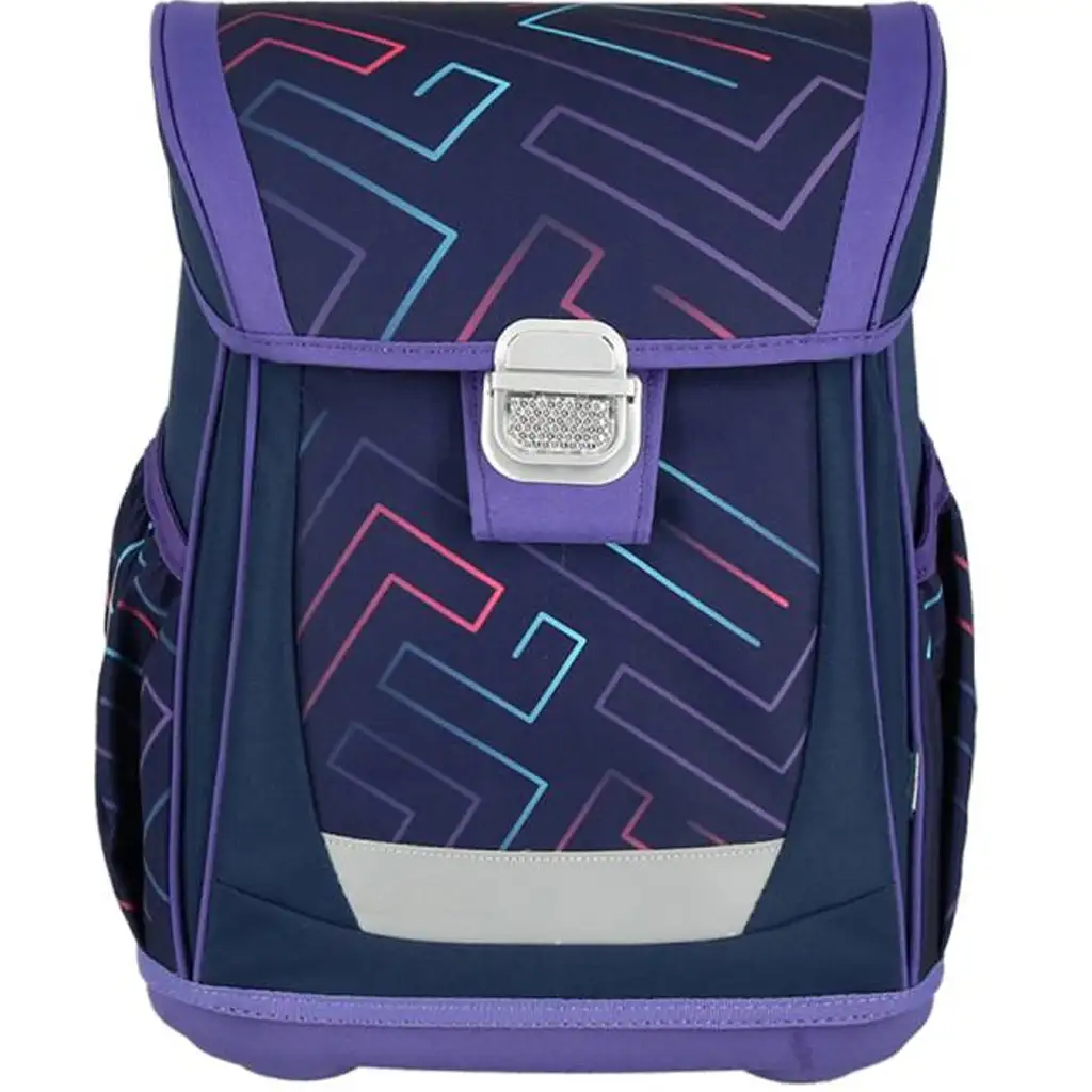 Spirit: Color Lines lila Hintergrund mit bunten Linien Schultasche, Rucksack 4-teiliges Set 41x20x32cm kép 2