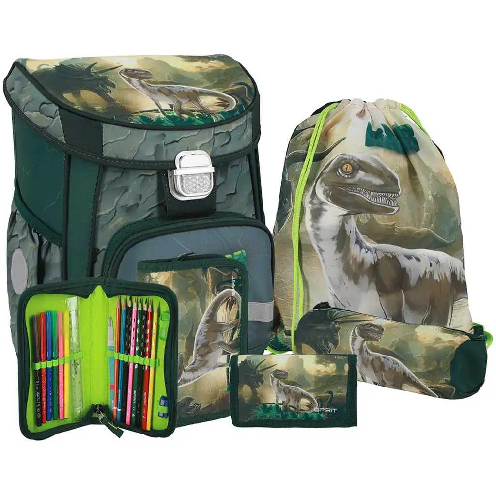Spirit: Raptor Dinosaur Schulranzen, Rucksack 5-teiliges Set 38x17x28cm