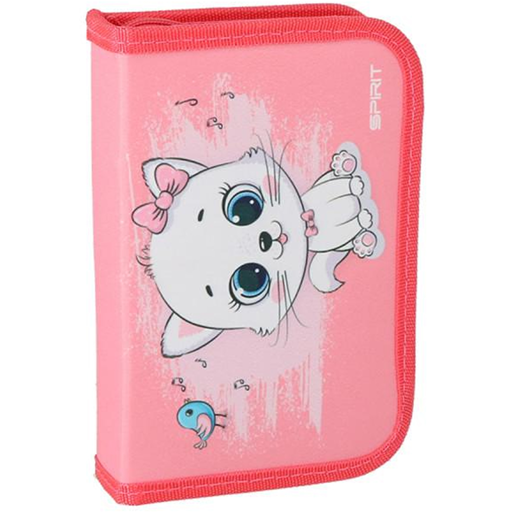 Spirit: Süßes Federmäppchen zum Aufklappen mit Katzenmotiv, gefüllt, 50-teilig