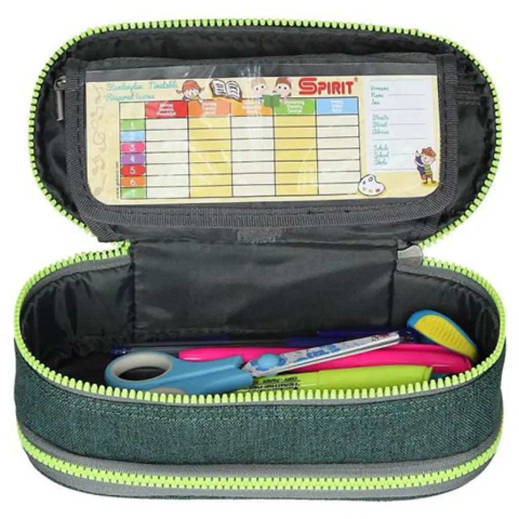 Spirit: Dunkel- und hellgrünes ovales doppelstöckiges Federmäppchen 23x10cm kép 2