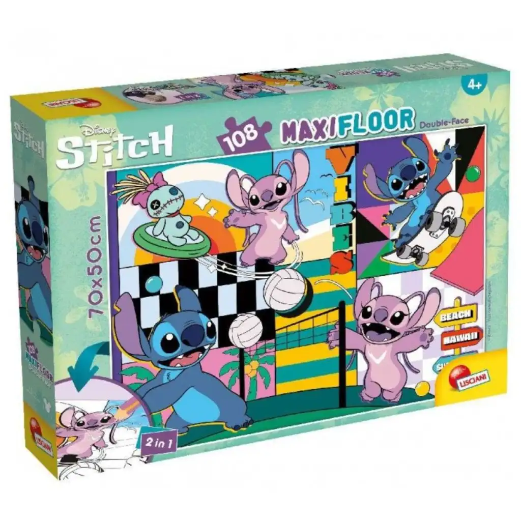 Stitch 2-in-1 Puzzle und Malset mit 108 Teilen, 70x50cm – Lisciani