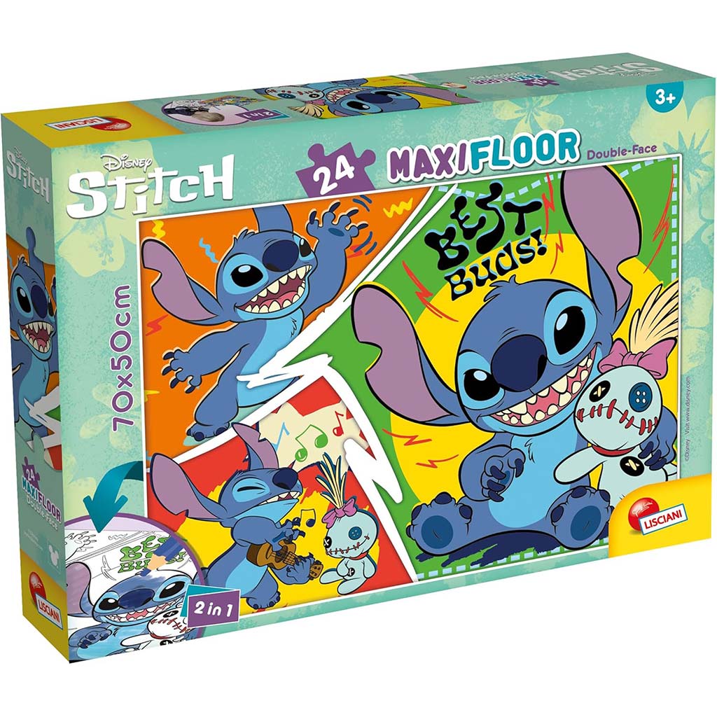 Disney Stitch 2-in-1 Maxi 24-teiliges Puzzle und Malset 70x50cm - Lisciani