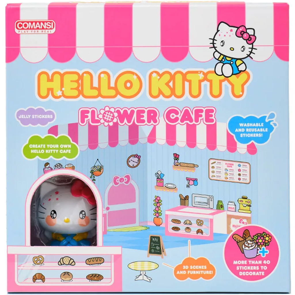 Hello Kitty Flower Café Figur mit beklebbarem Haus - Comansi kép 2