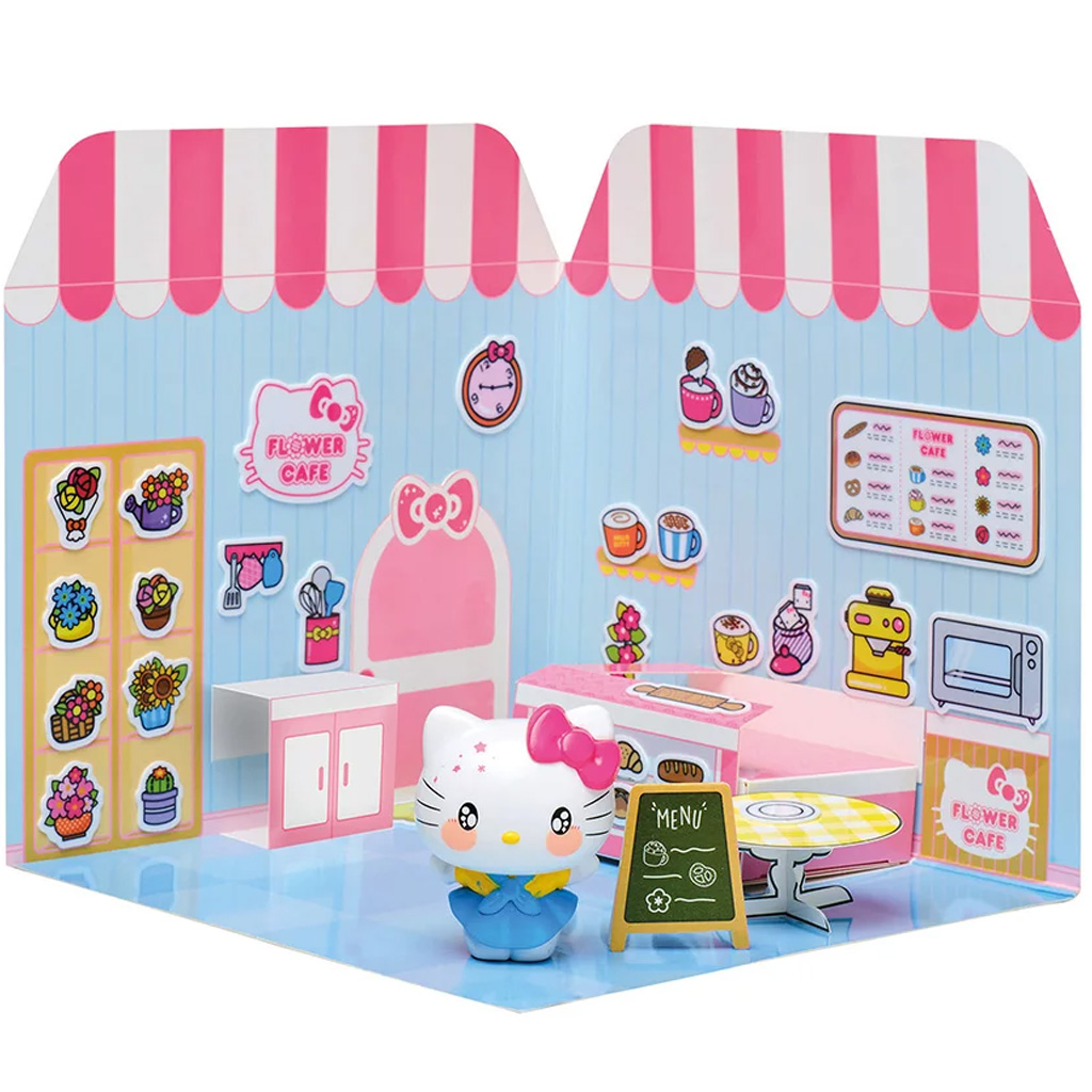 Hello Kitty Flower Café Figur mit beklebbarem Haus - Comansi kép 3