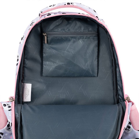 St.Right Grey Panda rosa-grau Pandamuster Schulranzen mit drei Fächern, Rucksack 39x27x17 cm kép 5