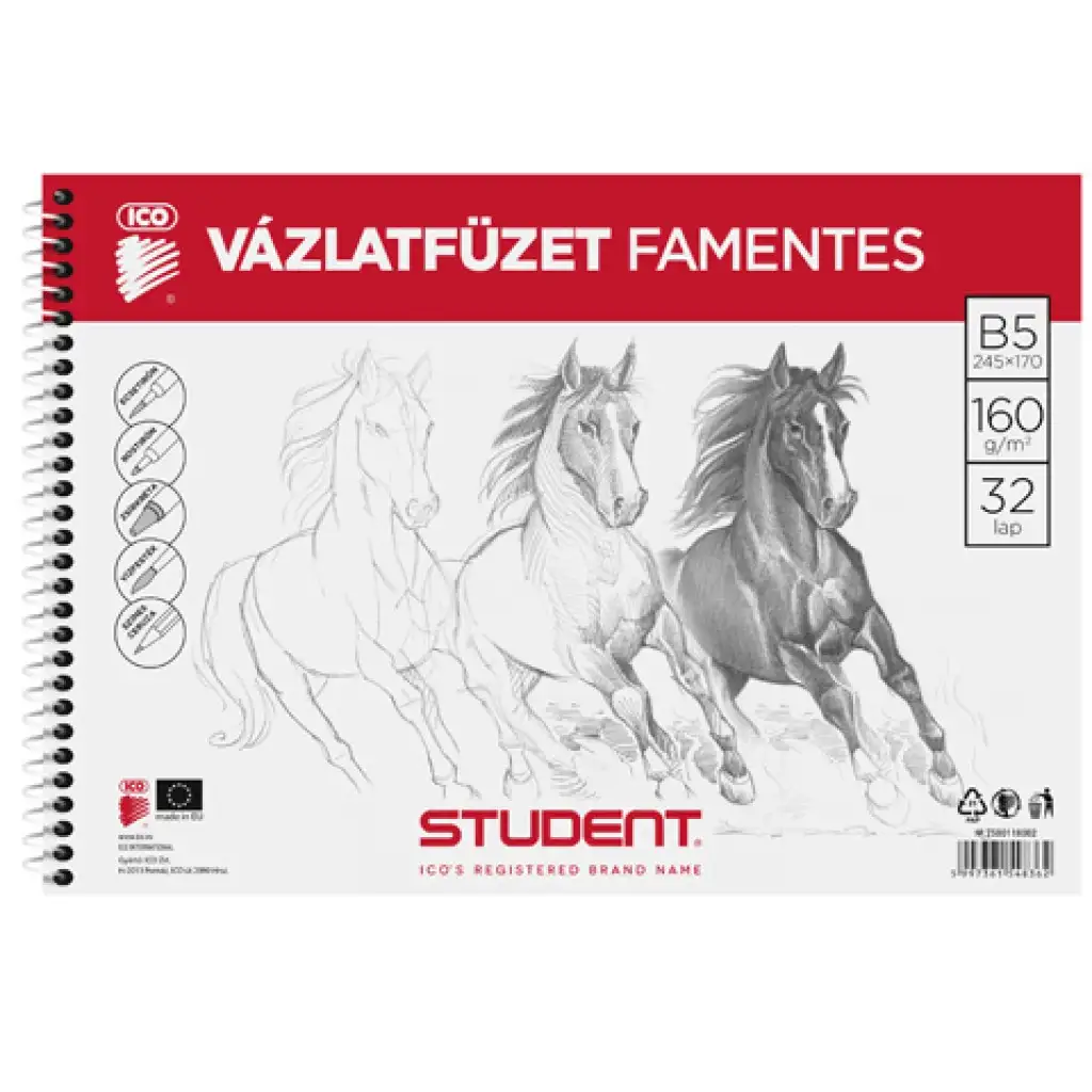 ICO: Student Spirál famentes vázlatfüzet B/5 kép 1