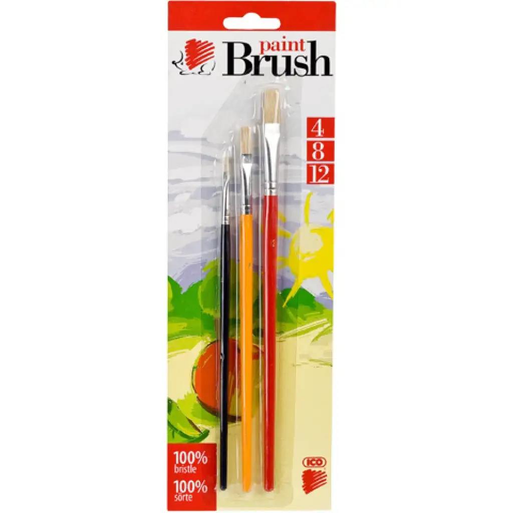 ICO: Igel-Pinselset mit bemaltem Holzgriff, 3-teilig