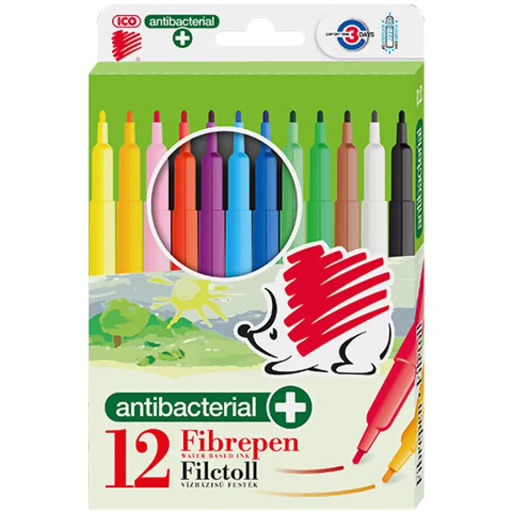 ICO: SÜNI Antibakterielle farbige Filzstift-Set 12 Stück