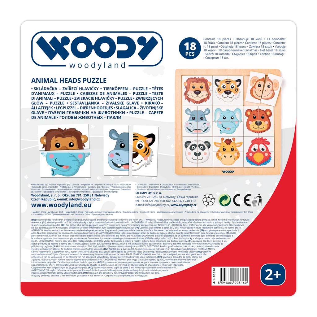 Montessori-Safari Holzpuzzle mit Tierköpfen - Woodyland kép 2