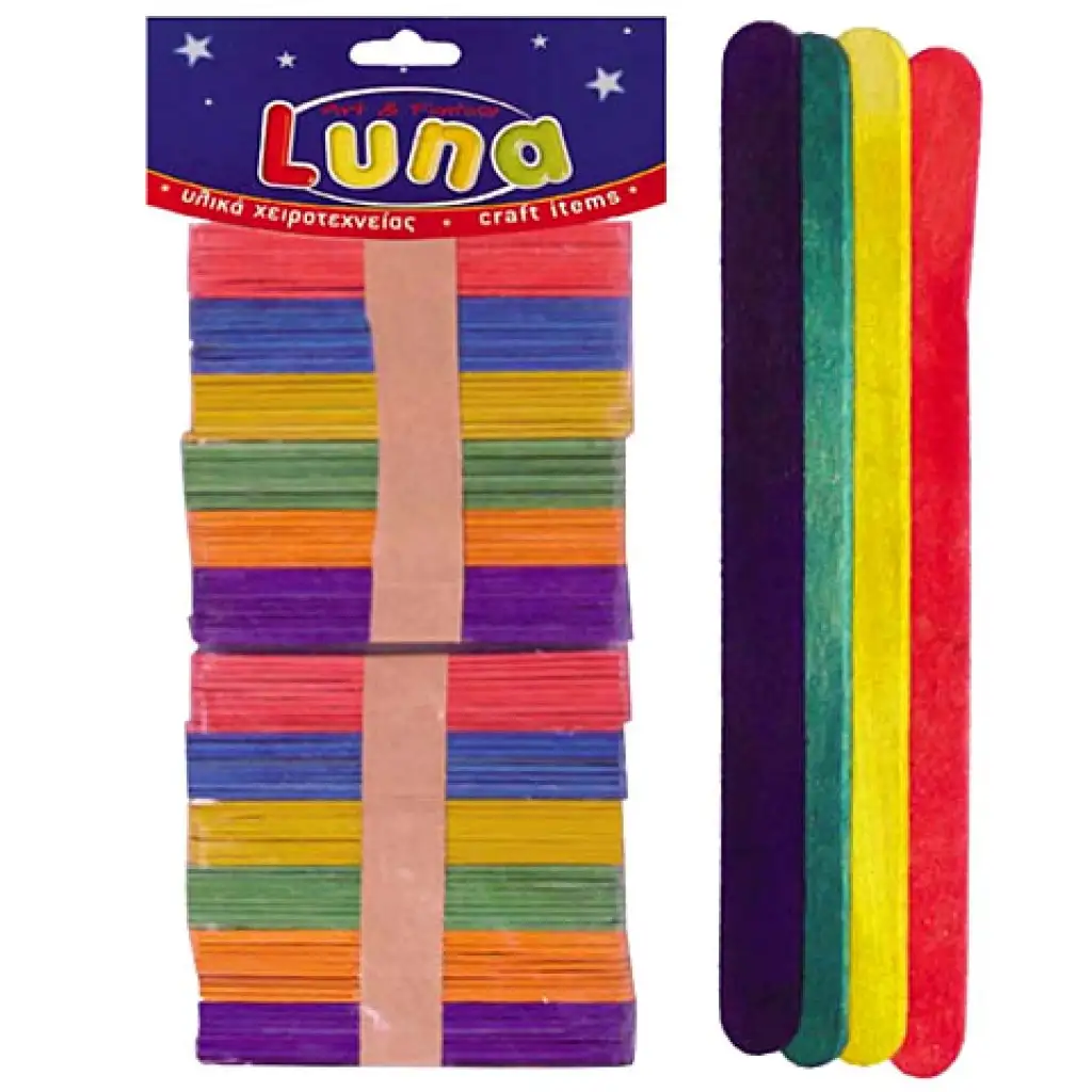 Bunte Holzstäbchen 114mm 100 Stück