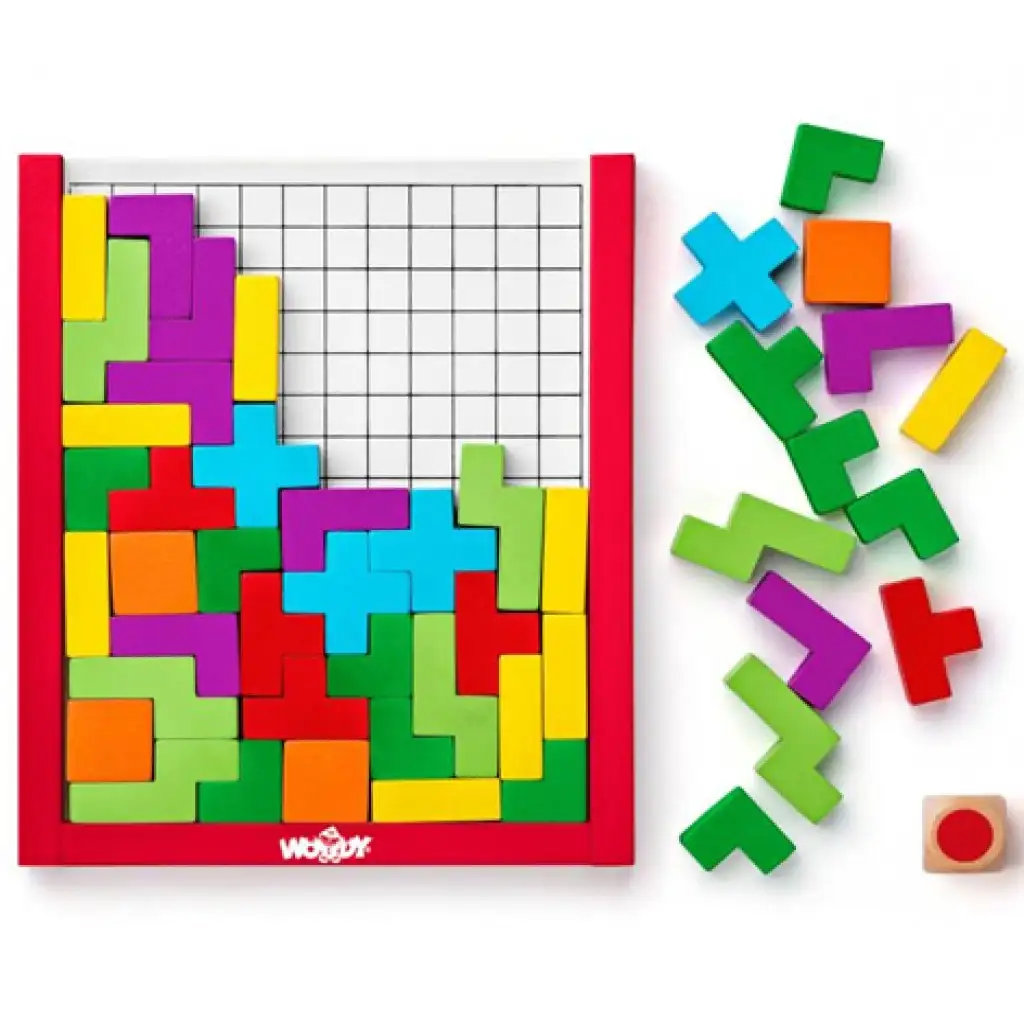 Buntes Holz-Tetris-Puzzle-Spiel - Woodyland kép 2