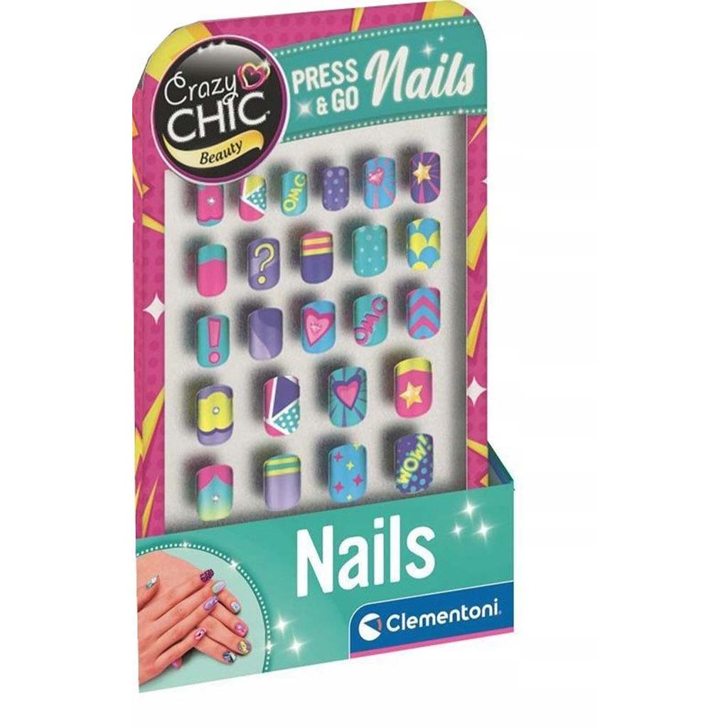 Crazy Chic: Bunte künstliche Nägel in verschiedenen Größen – Clementoni