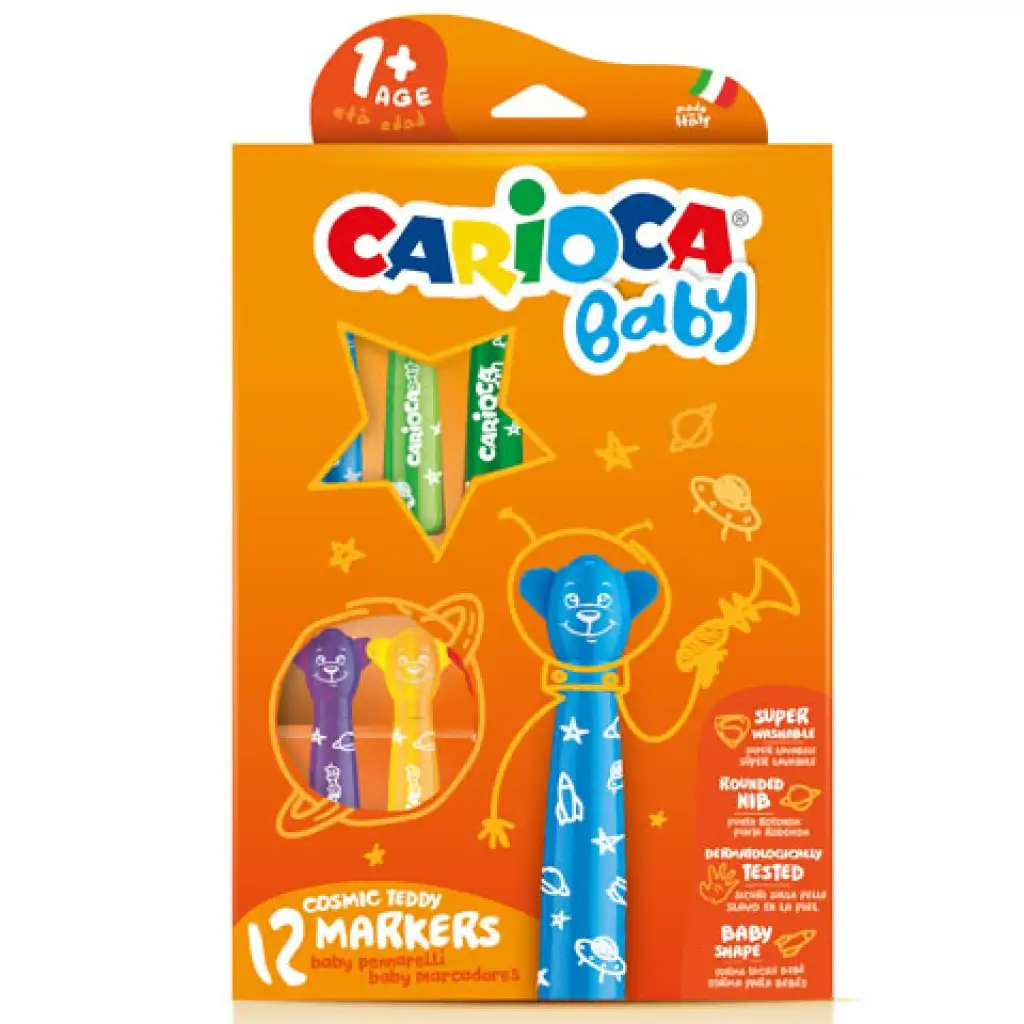 Carioca: Buntes Bären-Baby-Filzstift-Set, 12 Stück, auswaschbar