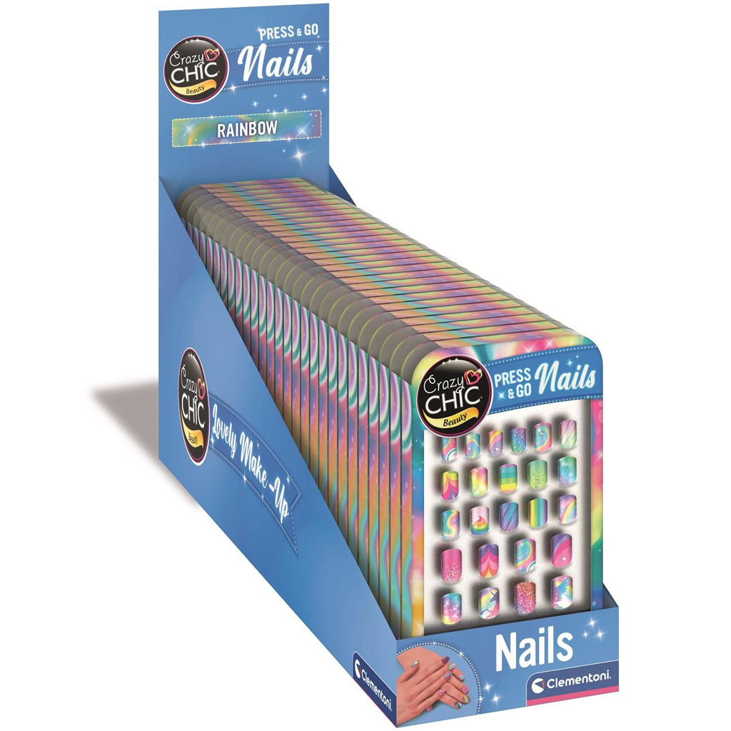 Crazy Chic Regenbogen Selbstklebende Kunstnägel Set - Clementoni