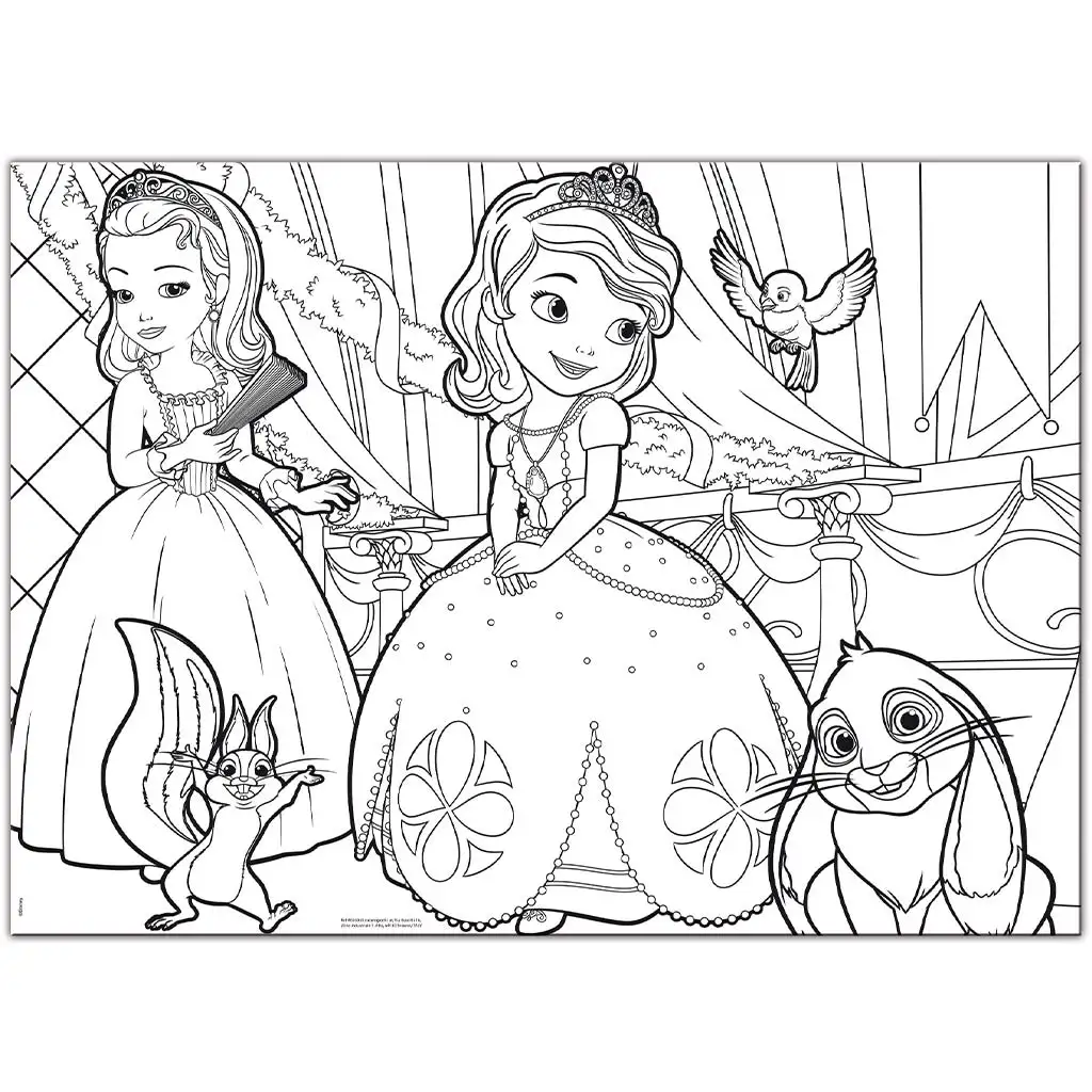 Disney Prinzessin Sofia 2-in-1 Maxi-Puzzle mit 60 Teilen und Malbild 70x50cm – Lisciani kép 2