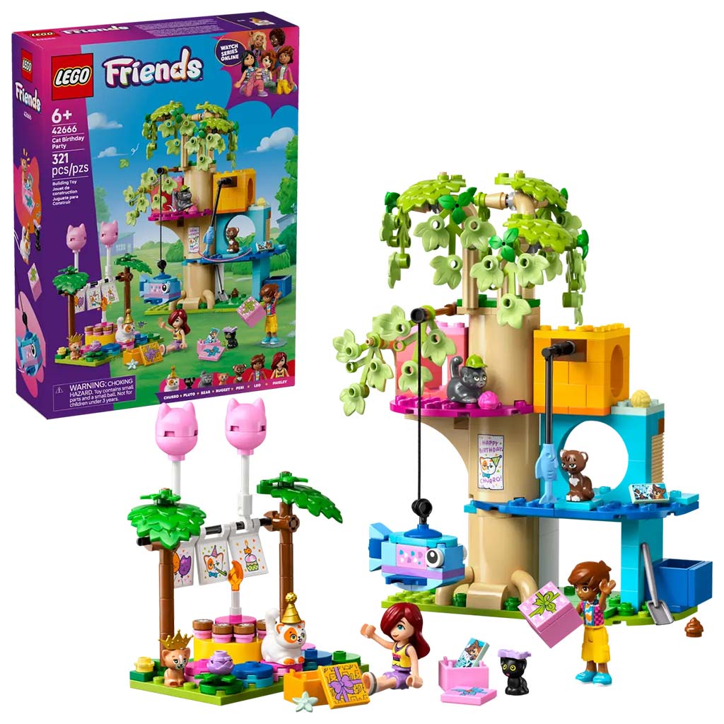 LEGO® Friends: Születésnapi cicazsúr és lombház cicáknak (42666) kép 1