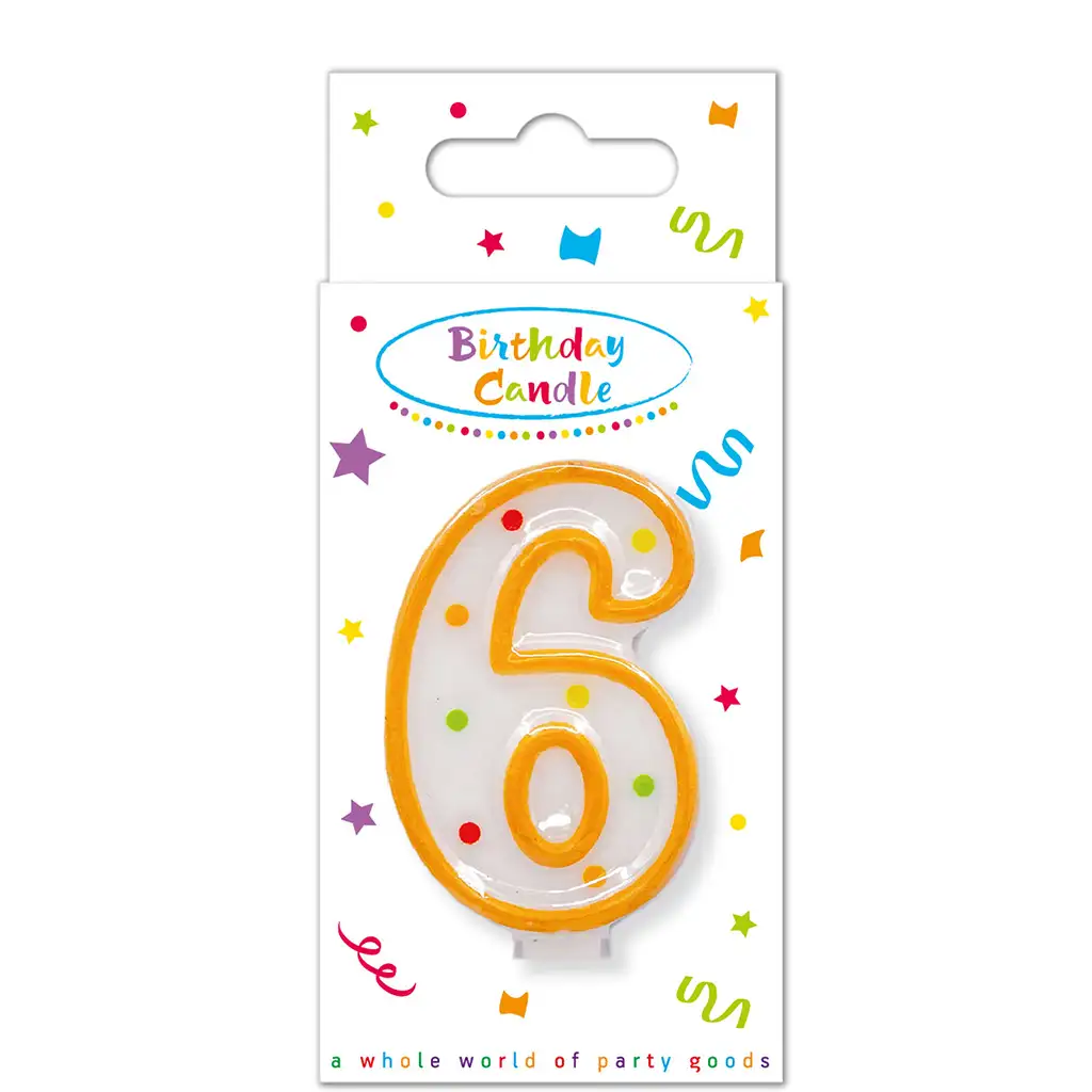 Geburtstagskerze mit Punkten, Zahl 6