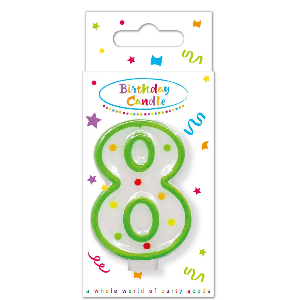 Geburtstagskerze mit Punkten, Zahl 8