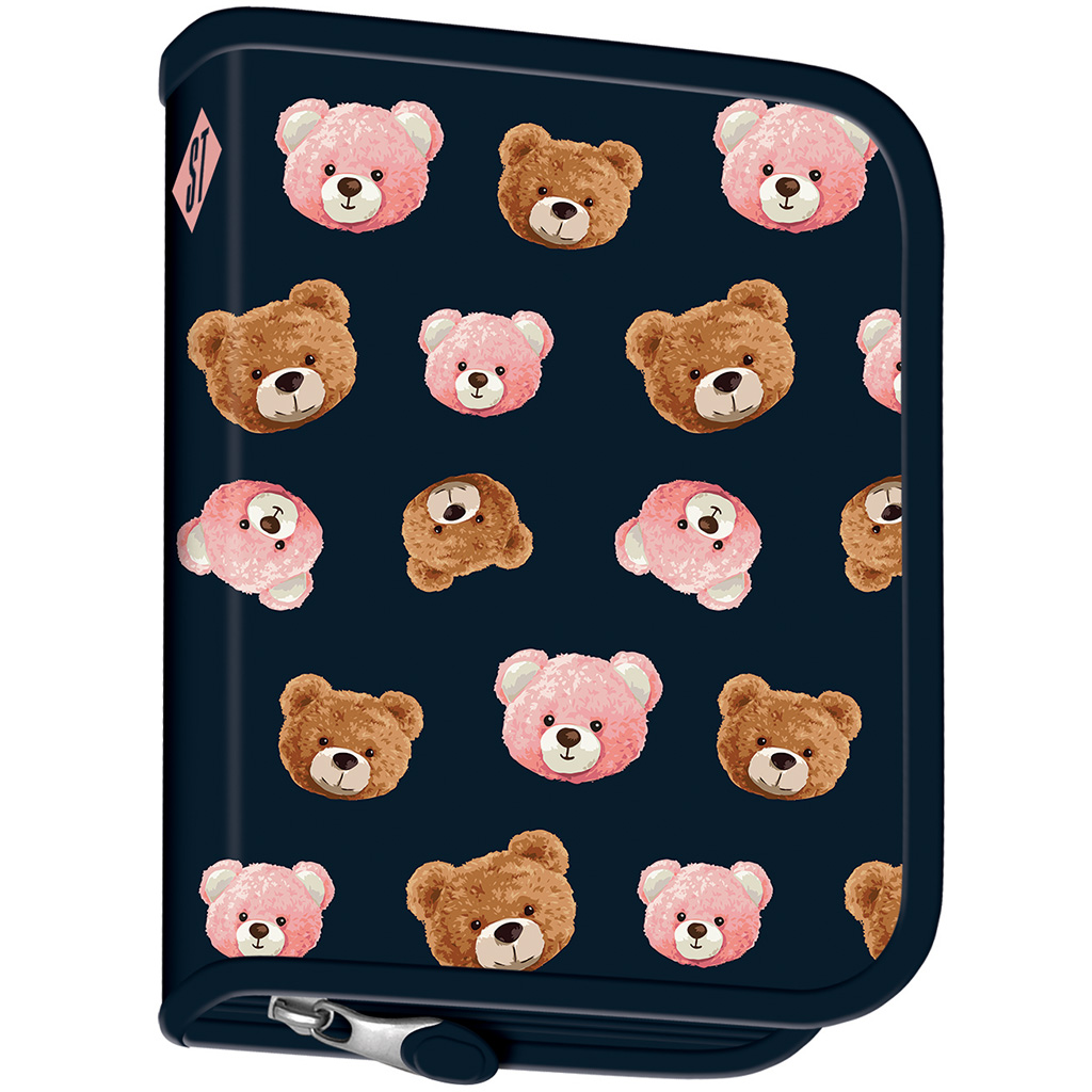 St.Right Teddybär-Motiv Klapp-Federmäppchen PC03 20,5x14x3,5cm kép 2
