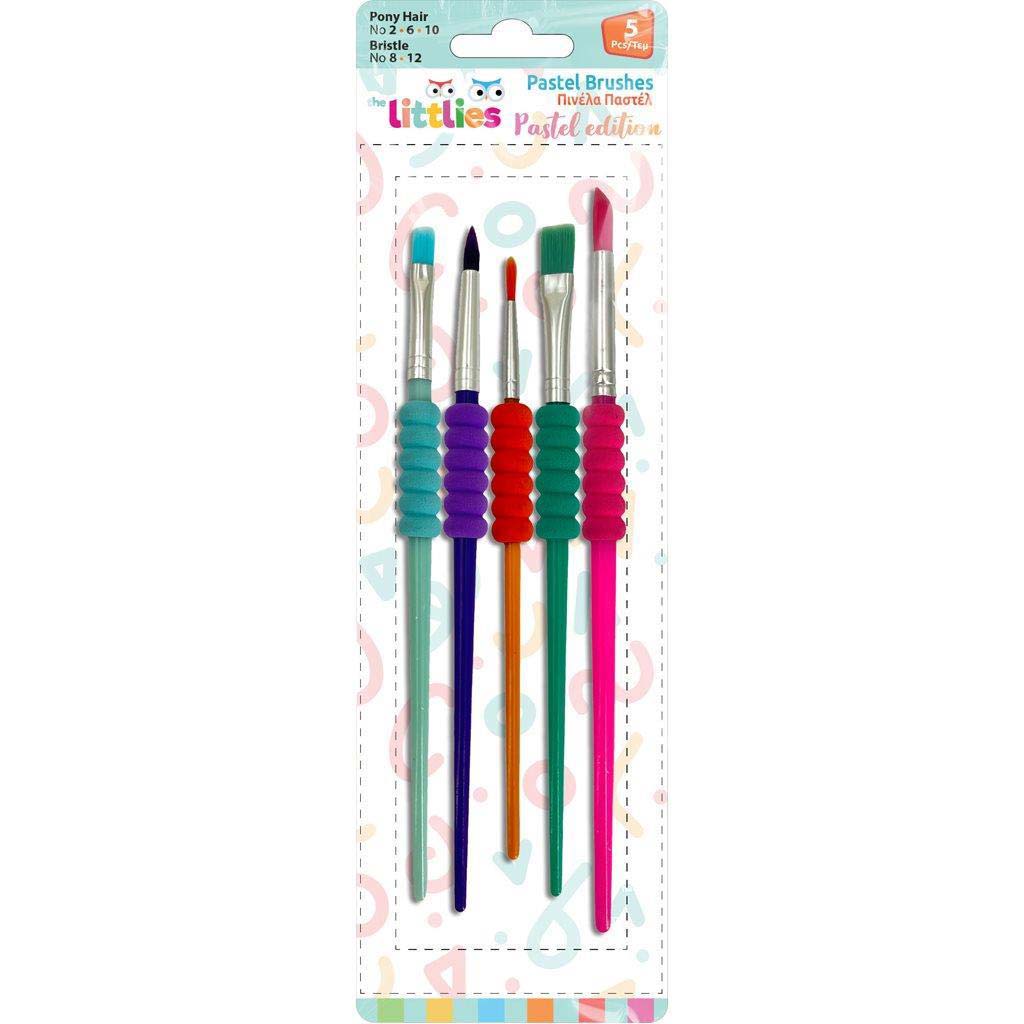The Littlies: Pastellfarbene Kunststoff-Pinselset, 5-teiliges Set