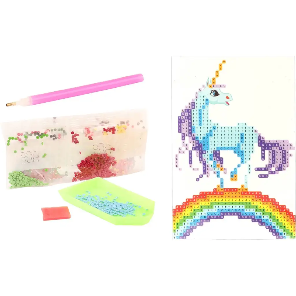 Diamantmalerei-Set: Einhorn auf Regenbogen 10x15cm kép 2