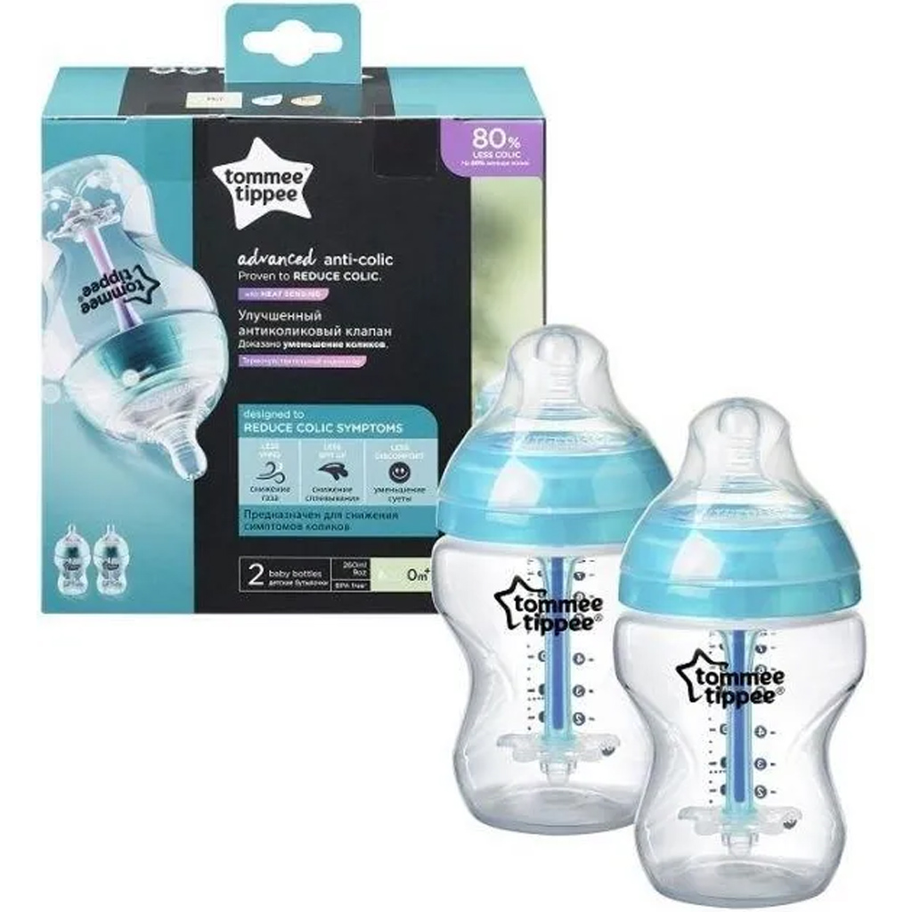 Tommee Tippee: Advanced ANTI-COLIC türkiz cumisüveg 2db-os szett 260 ml (0 hó+) kép 1