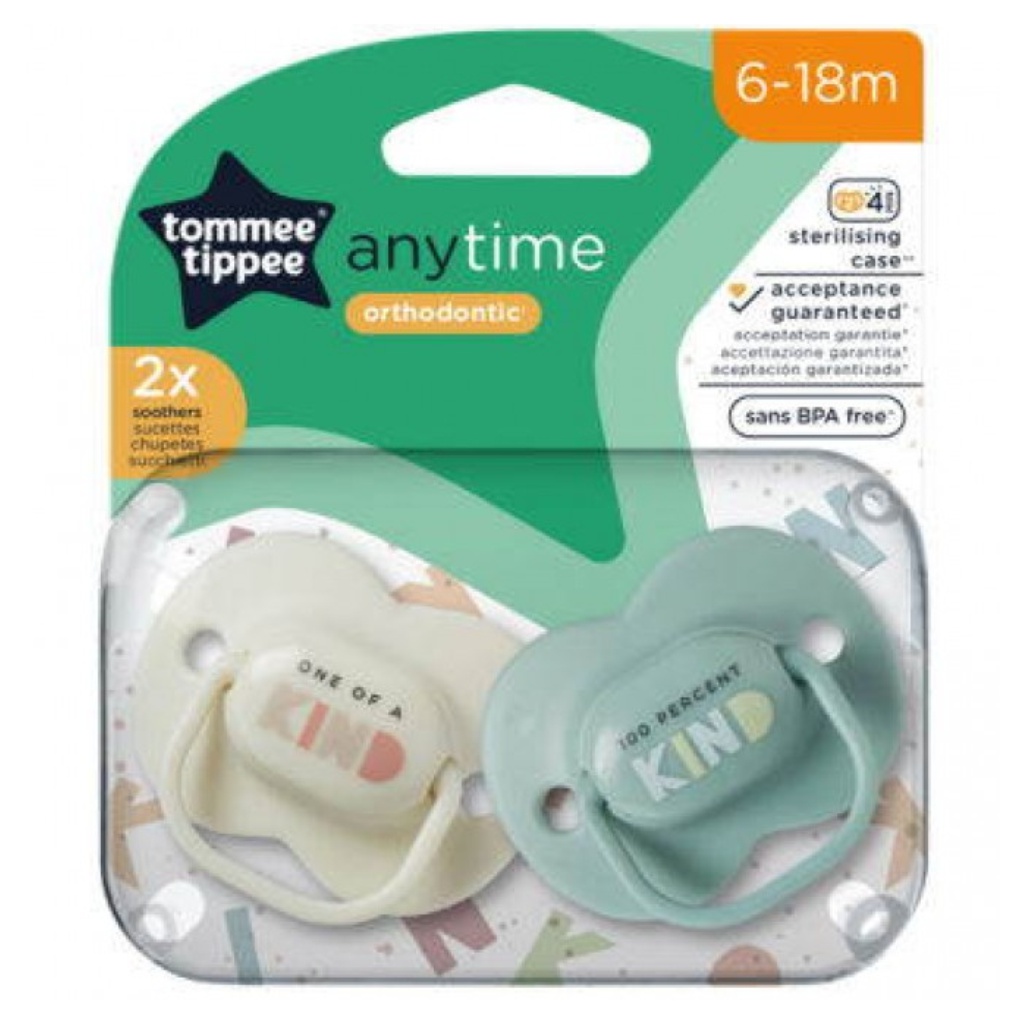 Tommee Tippee: AnyTime 2er-Set kiefergerechte Schnuller (6-18 Monate)