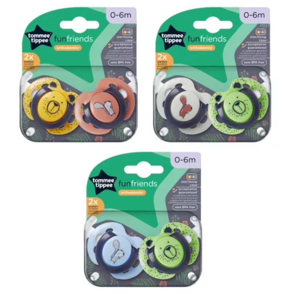 Tommee Tippee: FunFriends 2-teiliges orthodontisches Schnuller-Set in verschiedenen Ausführungen (0–6 Monate) kép 2