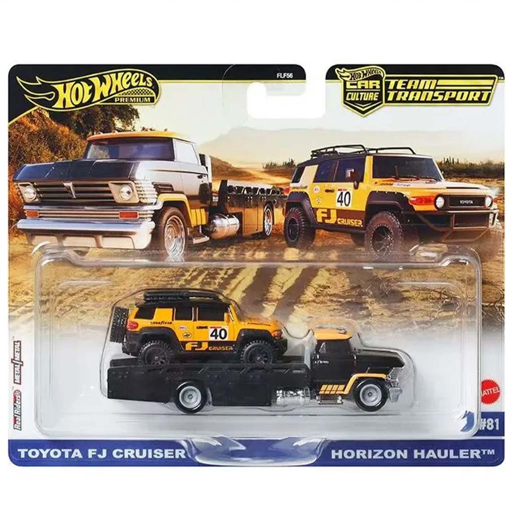 Hot Wheels: Horizon Hauler Prémium autószállító és Toyota FJ Cruiser kisautó 1/64 - Mattel kép 1