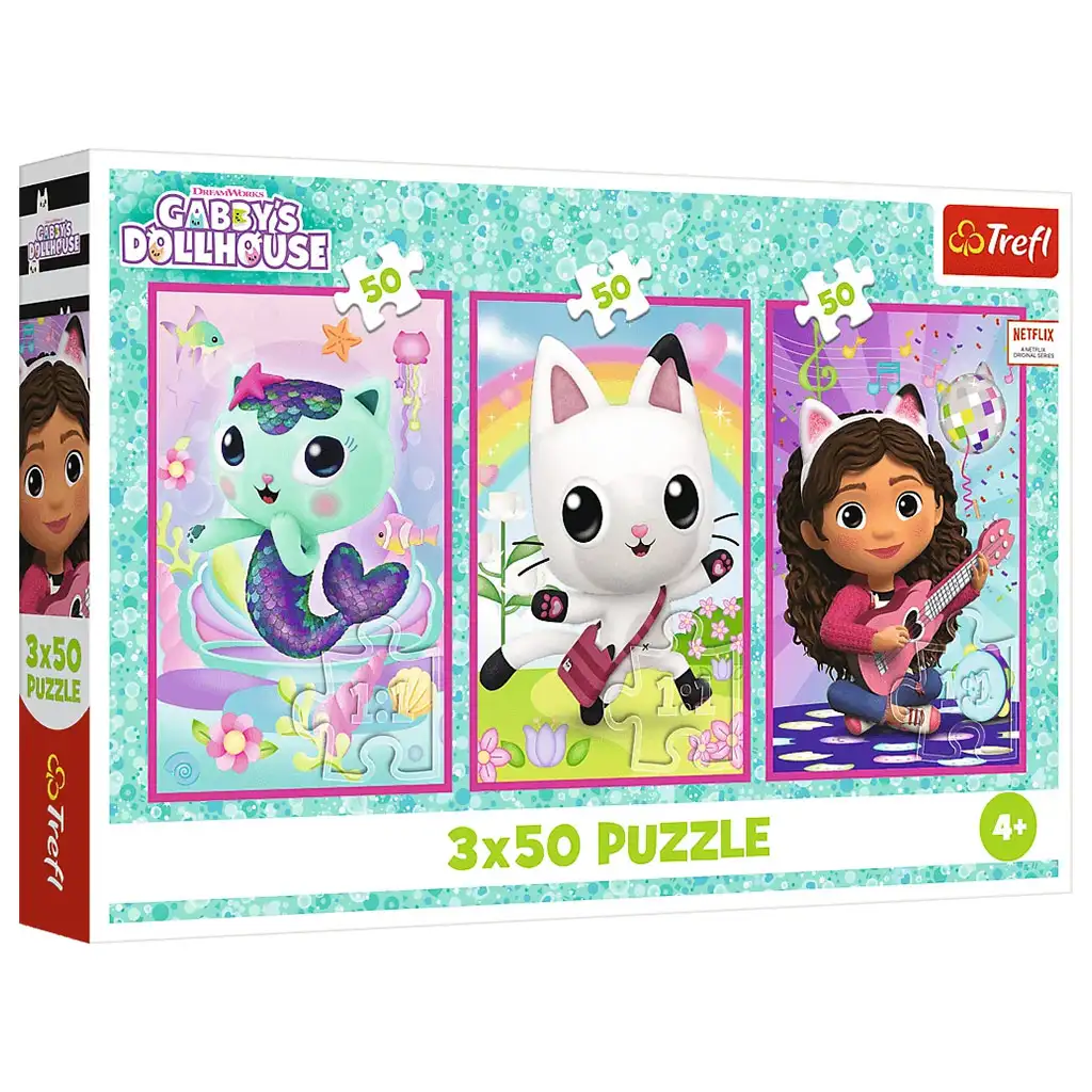 Gabis Puppenhaus mit Gabi und den Katzen 3x50 Teile Puzzle - Trefl