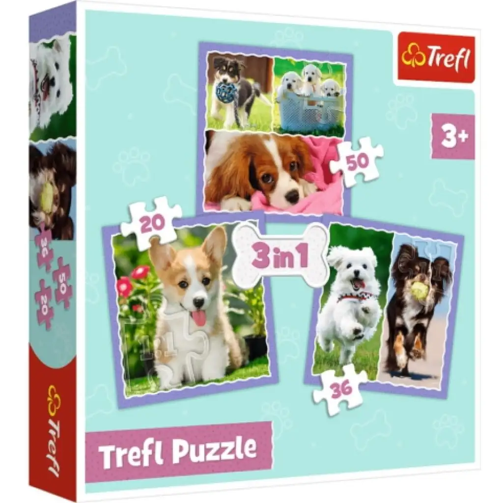 Süße Hündchen 3-in-1 50-36-20 Stück Puzzle - Trefl