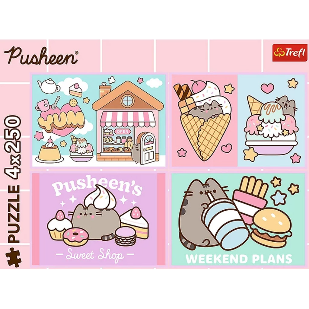 Lerne die Katze Pusheen kennen – 4 x 250 Teile Puzzle - Trefl kép 2