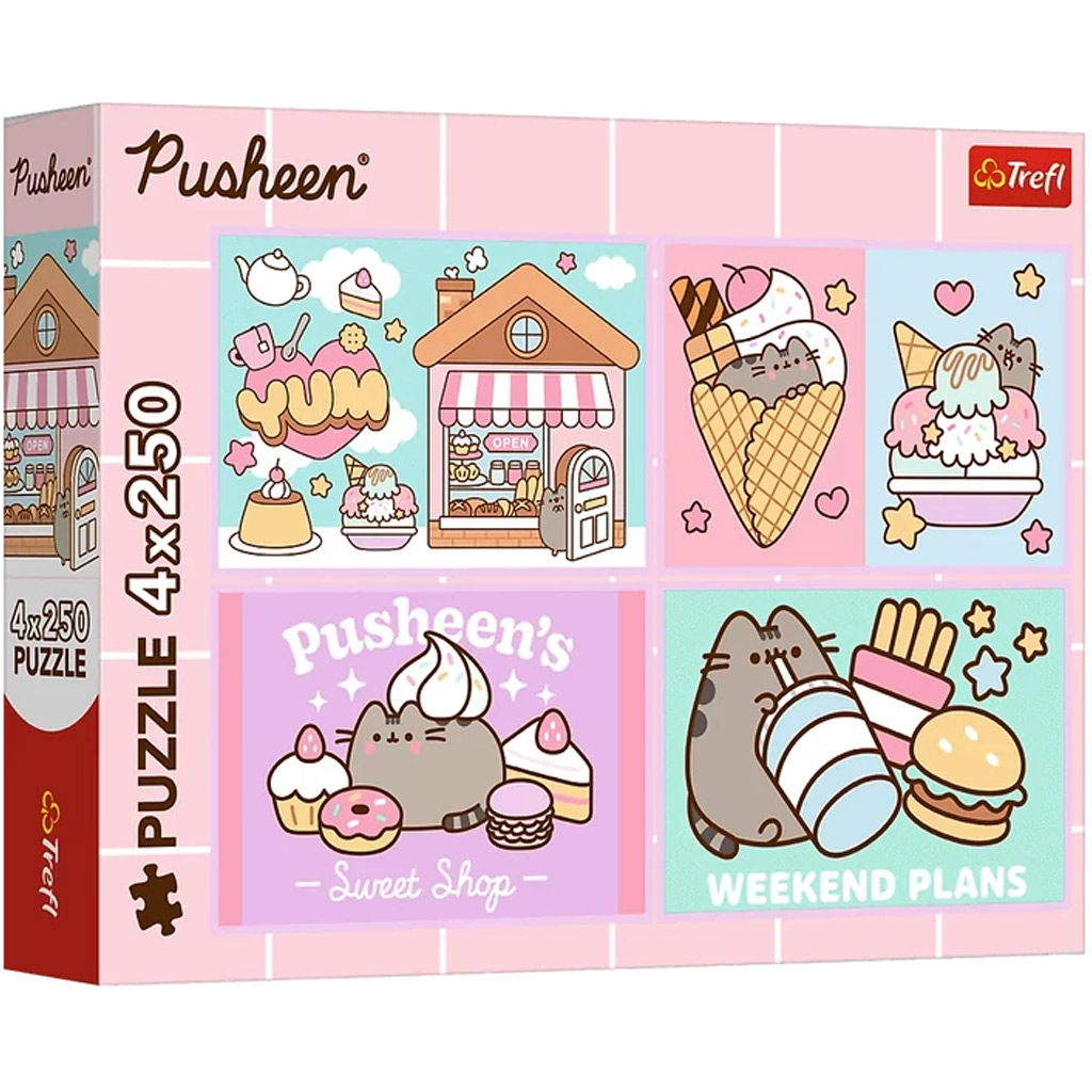Lerne die Katze Pusheen kennen – 4 x 250 Teile Puzzle - Trefl
