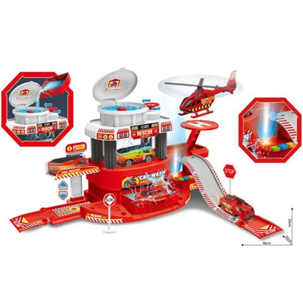 Feuerwachen-Spielset mit Farbwechsel-Auto, Licht und Sound kép 2