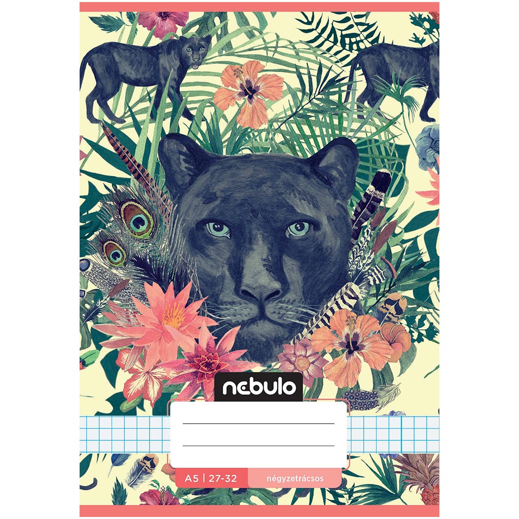 Nebulo: Getacktes kariertes Heft im schwarzen Panthermuster 27-32 A/5