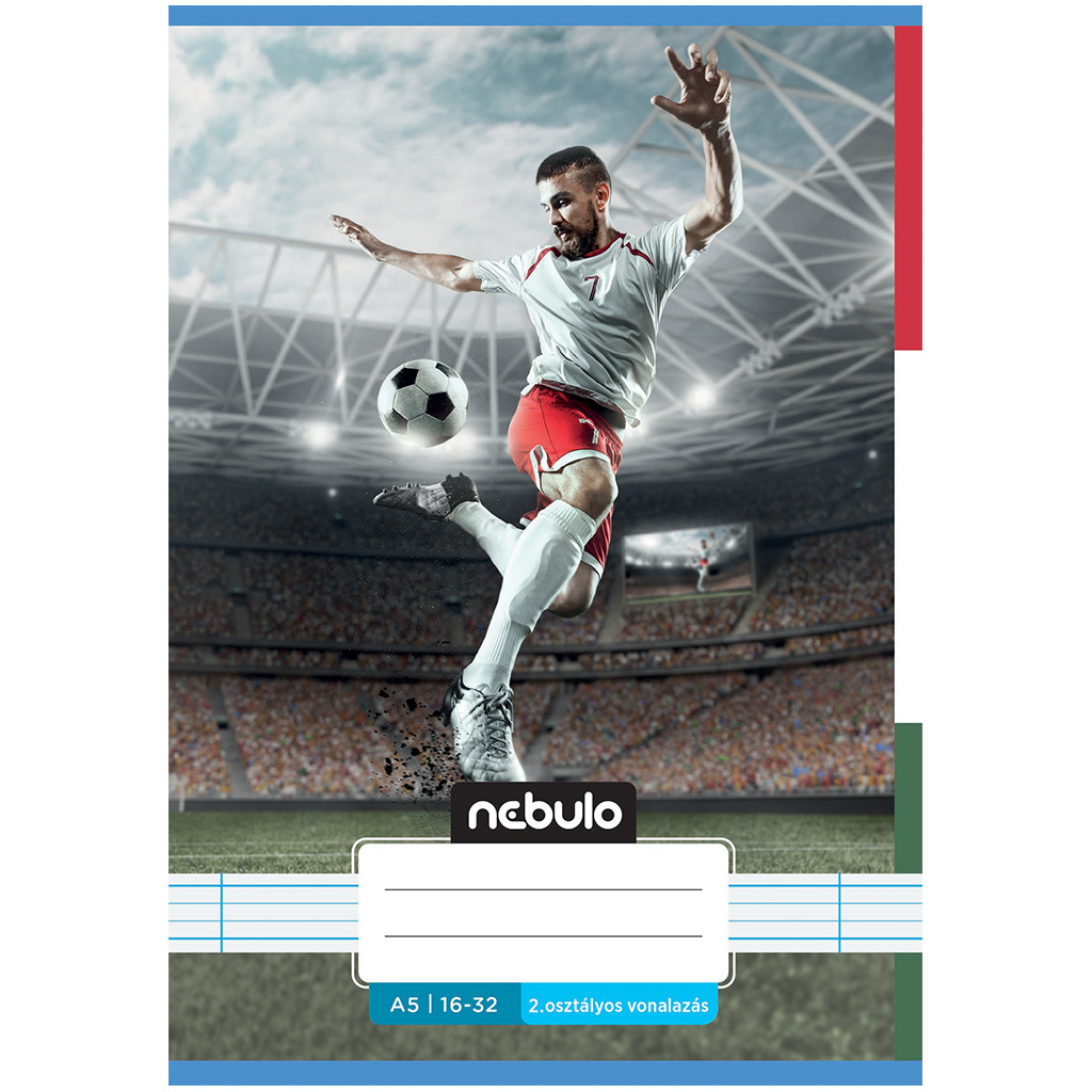 Nebulo: Geheftetes liniertes Heft mit Fußballmotiv für die 2. Klasse, 16-32 Blatt, A/5