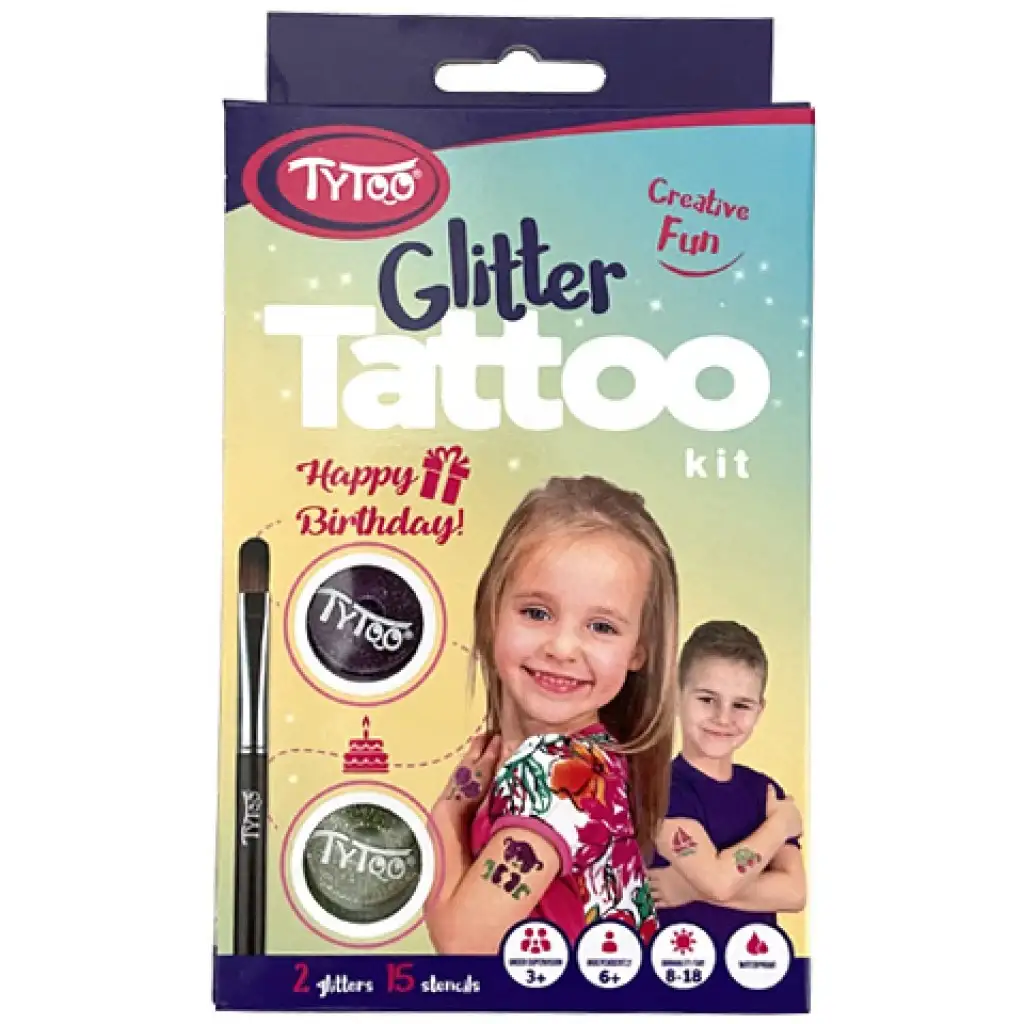 Geburtstags-Glitzertattoo-Set