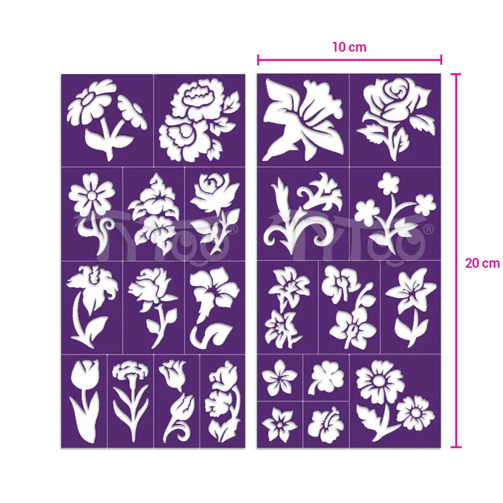 TyToo: Glitzertattoo Schablonen-Set Blumen, 24 Stück kép 3