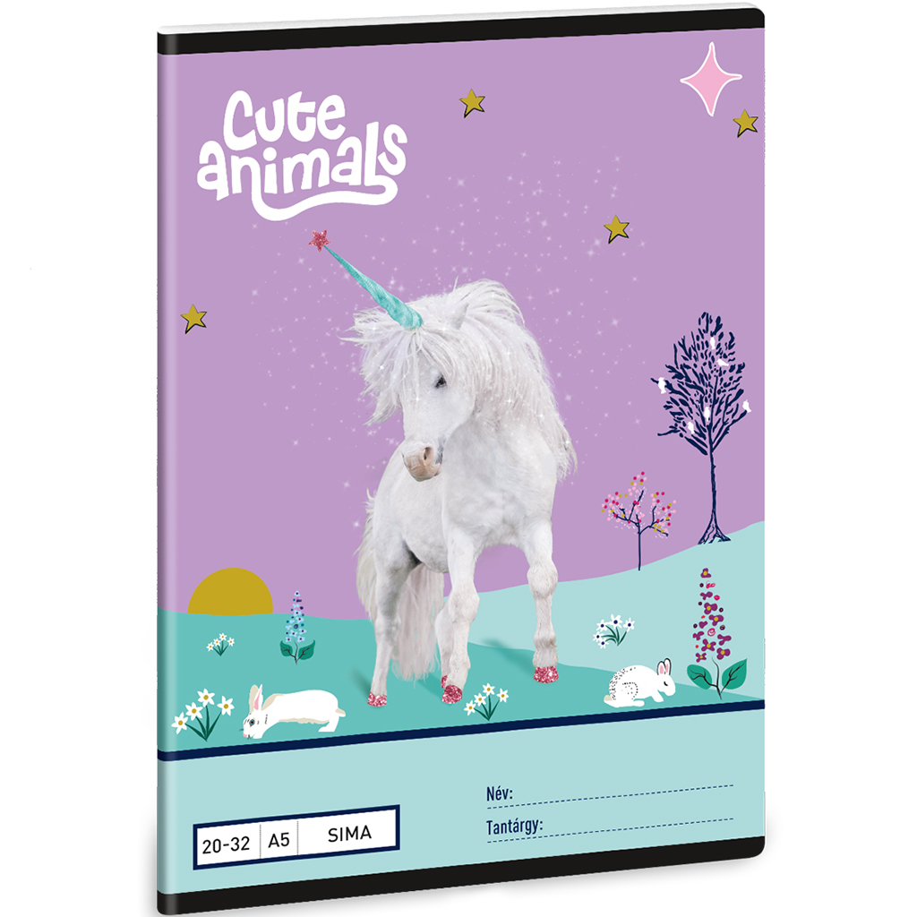 Ars Una: Cute Animals - Unikornis mintás sima füzet A/5 20-32 kép 1