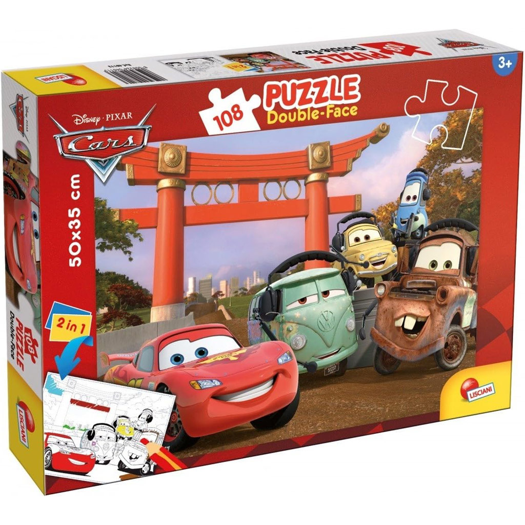 Cars 2-in-1 108-teiliges Puzzle und Ausmalbild 50x35cm – Lisciani