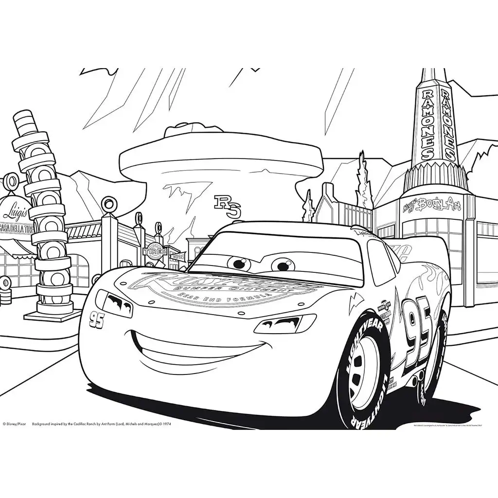 Cars 2 in 1 Maxi 35-teiliges Puzzle und Malset 70x50 cm – Lisciani kép 2