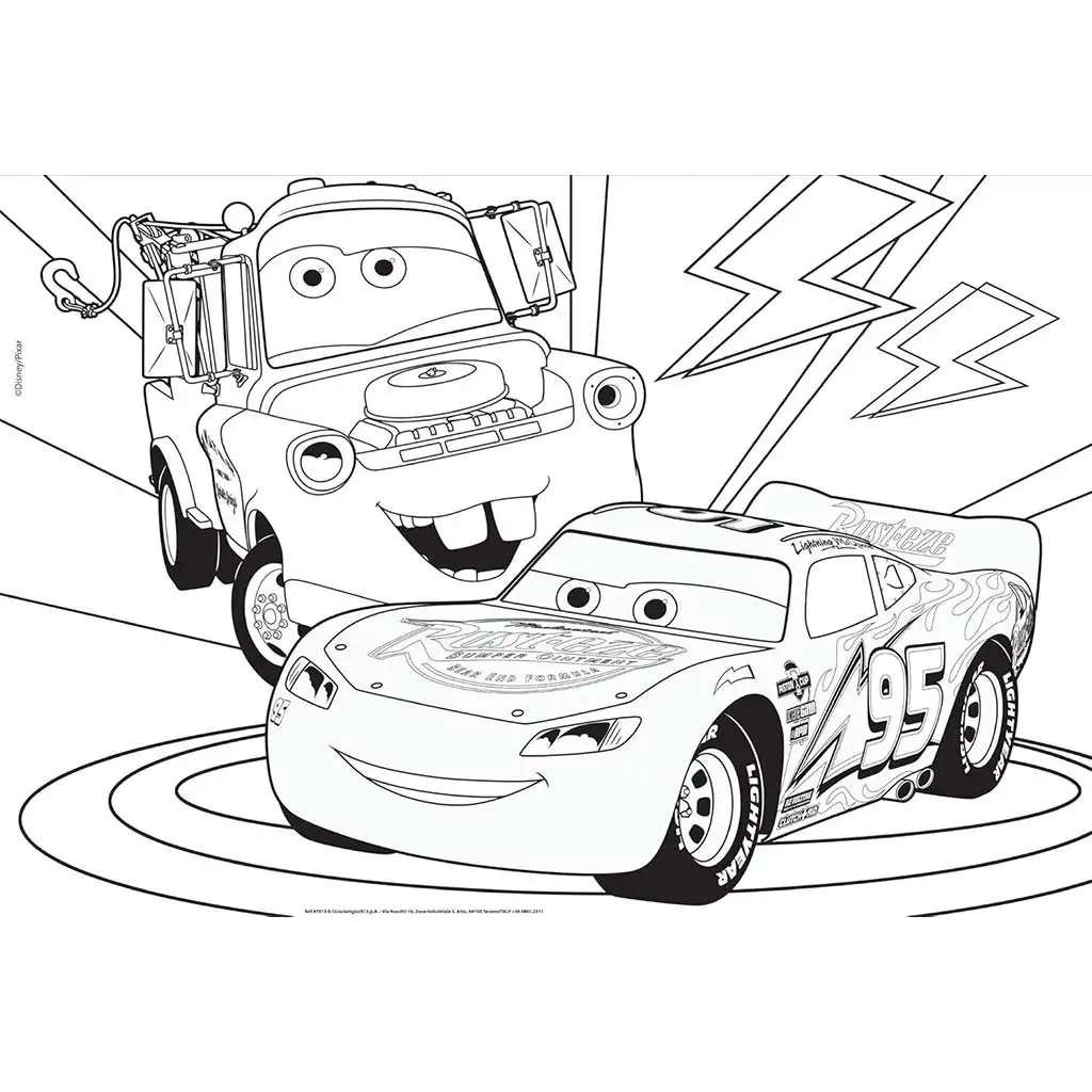 Cars 2-in-1 Maxi 2x60 Teile Puzzle und Ausmalbild 50x35 cm – Lisciani kép 2