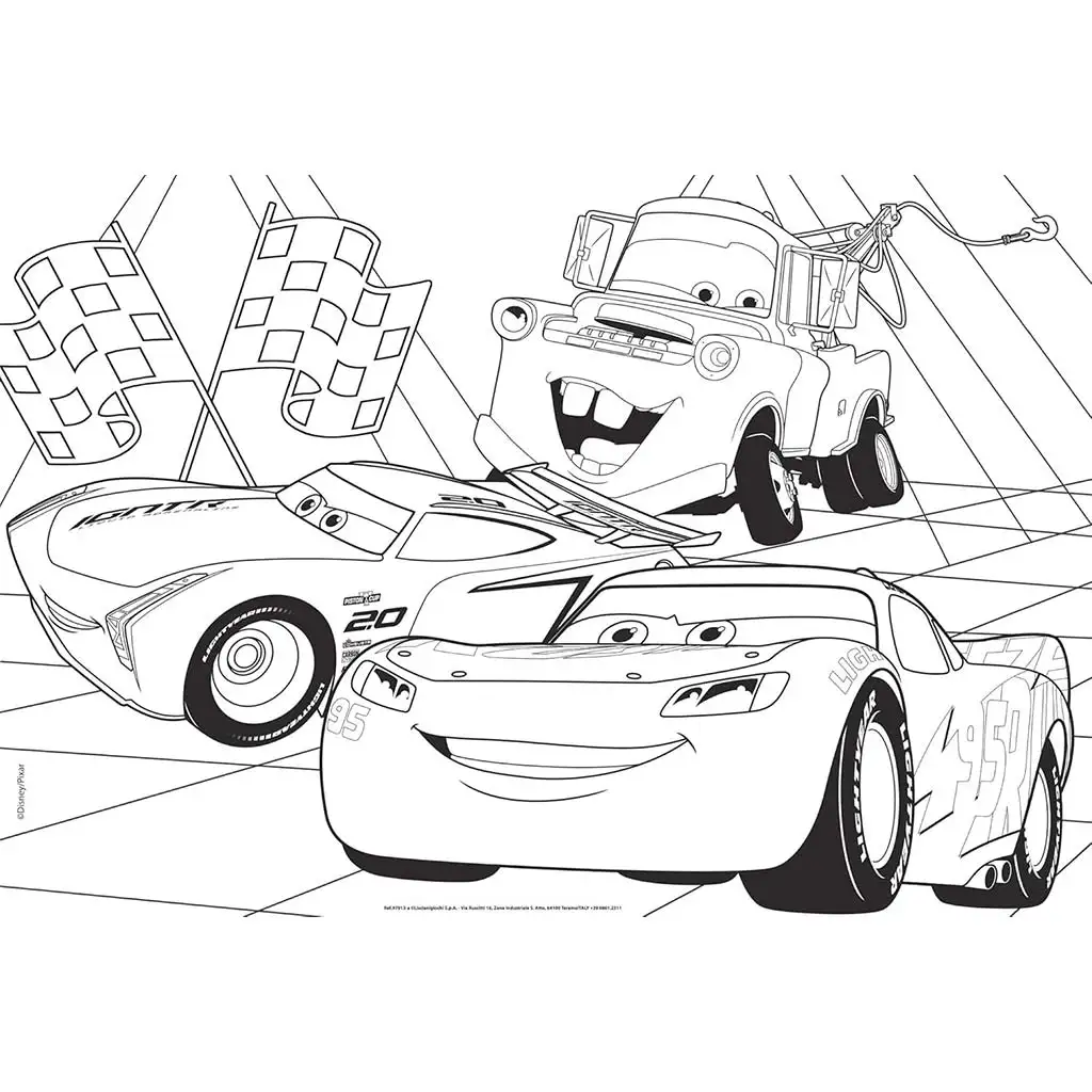 Cars 2-in-1 Maxi 2x60 Teile Puzzle und Ausmalbild 50x35 cm – Lisciani kép 3