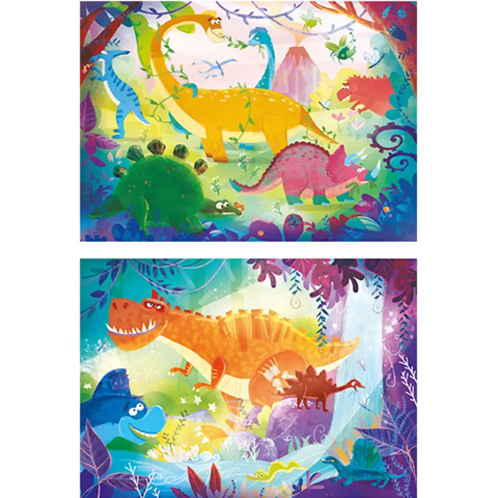 Lustige Dinos Supercolor 2-in-1 Puzzle 2x20 Stück - Clementoni kép 2