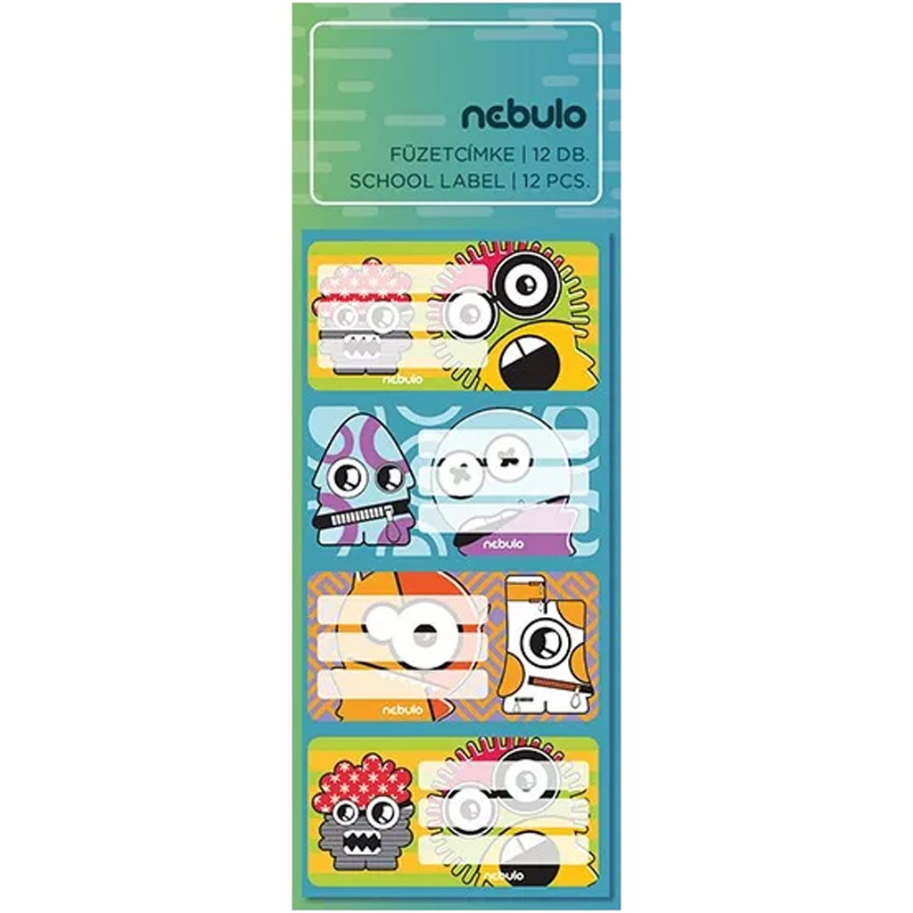Nebulo: Lustige Monster Heftetiketten, 12er Set