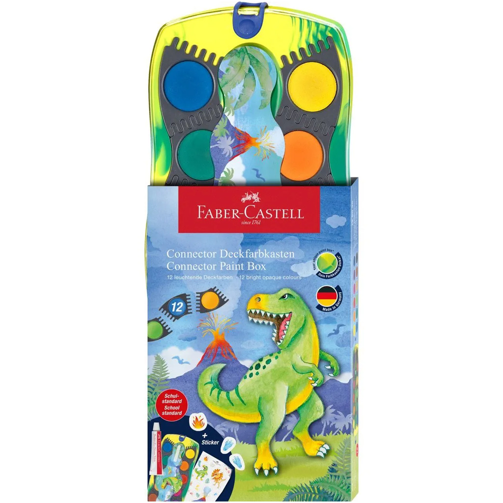 Faber-Castell: Connector 12db-os vízfesték készlet összeilleszthető palettákkal, dinoszauruszos kép 1