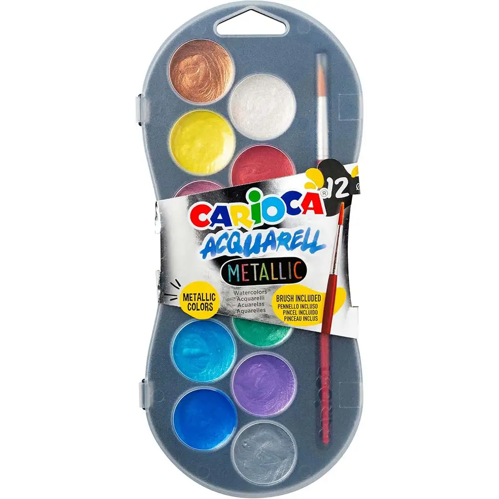 Aquarellfarbenset mit 12 Metallic-Farben 30mm - Carioca